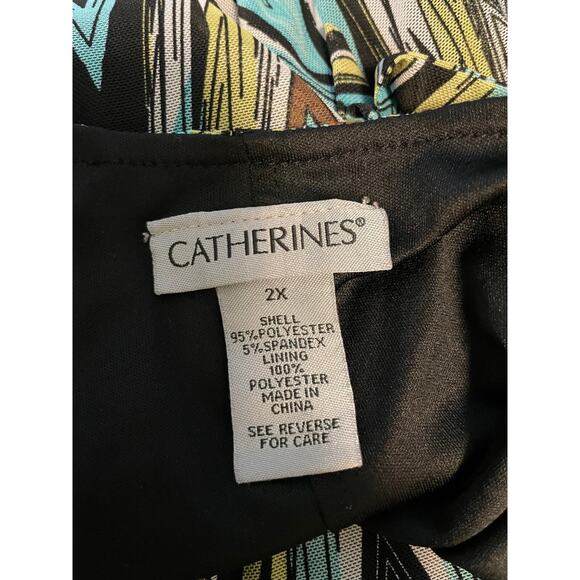 Catherines Womens Tunic Top Size 2X Abstract Geometric Mesh Stretch Artsy Boho - Picture 3 of 6